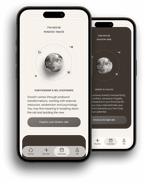 Phone showing natal interpretations interface