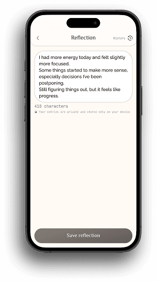 Reflection: private journal entry on your device